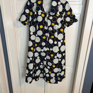 Vintage 60’s Blue Polka Dot Button Up A Line Dress